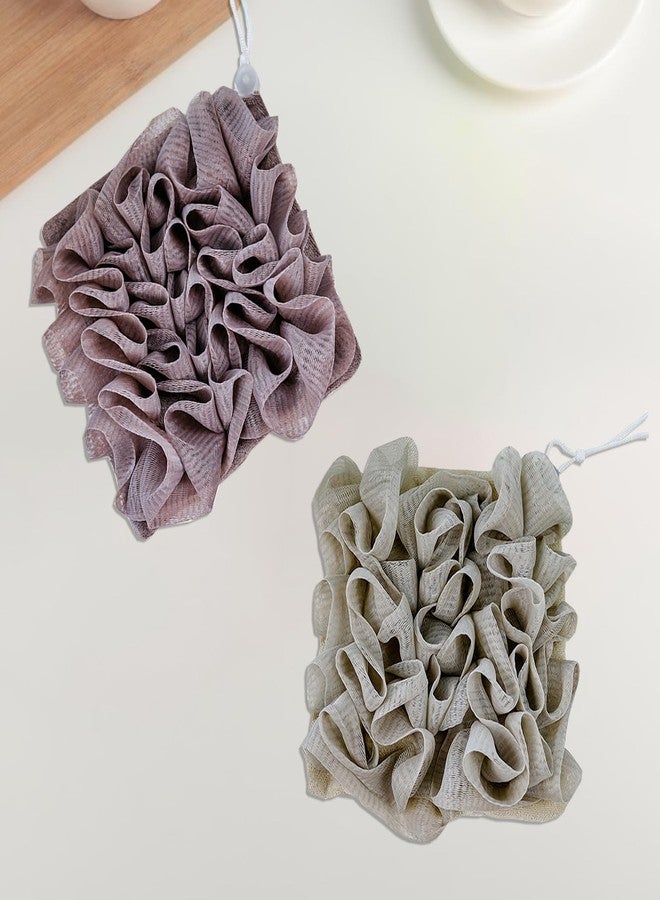 QIYUDA 2pcs Loofah Cloth for Bar Soap, Loofah Washcloth Shower Ball 2-in-1 (Gray and Brown) - Image 4